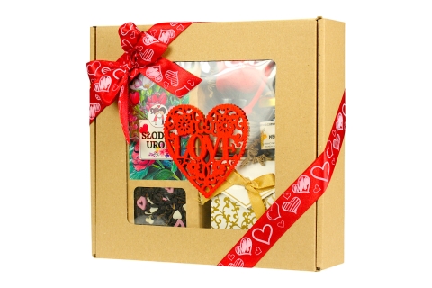 EKSKLUZYWNY WALENTYNKOWY ZESTAW HERBAT + Miód, Zaparzacz, Konfitura !!